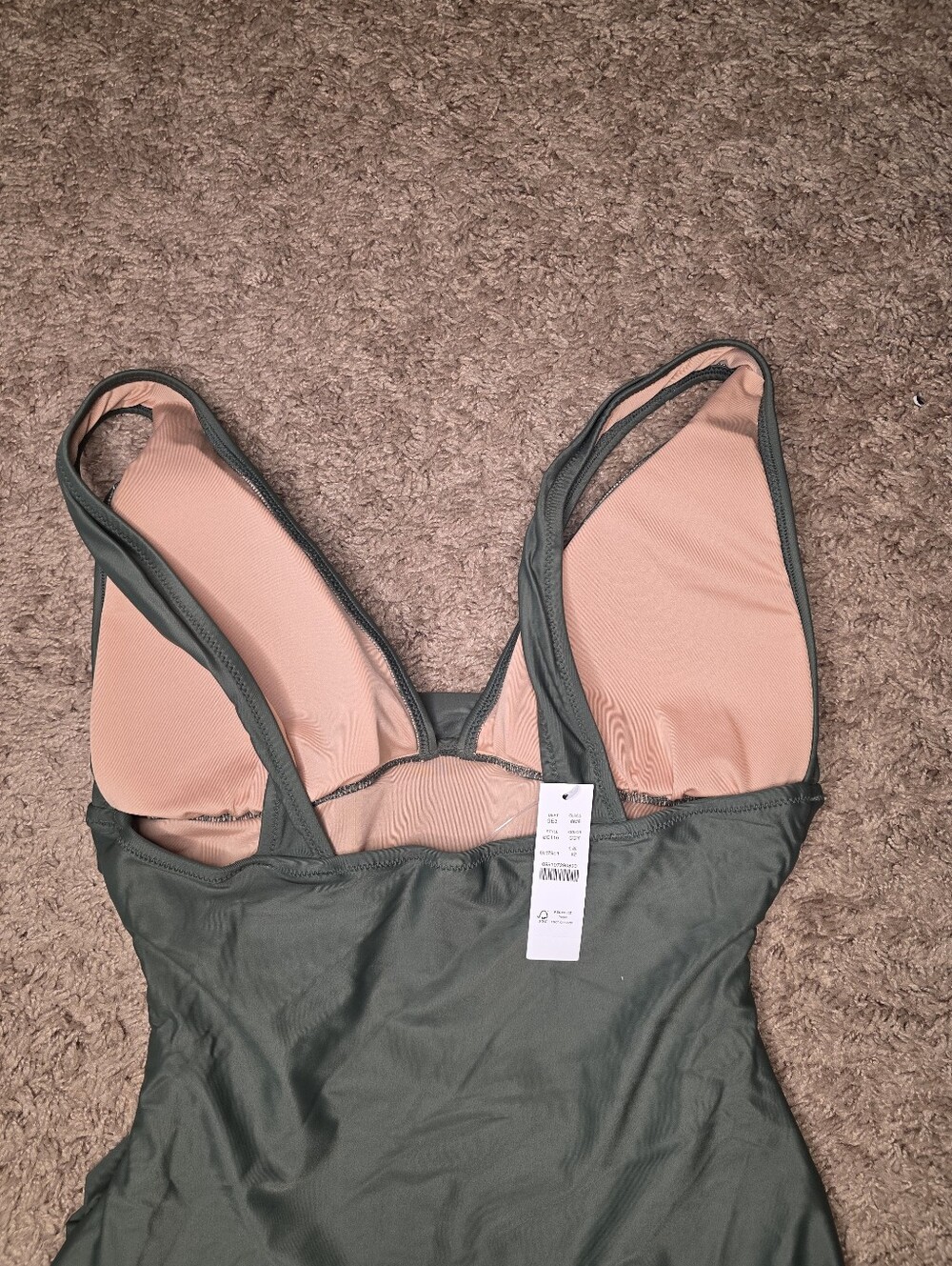 NWT J.Crew Ruched V-Neck One-Piece Swimsuit SZ 12 Cool Cypress - Picture 10 of 12